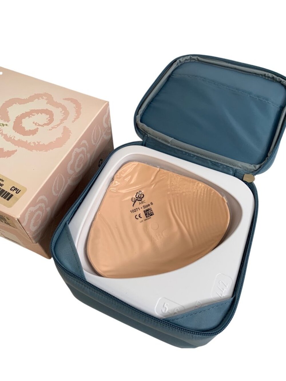 ABC Classic Triangle Air Breast Form Size 6 Blush Travel Case